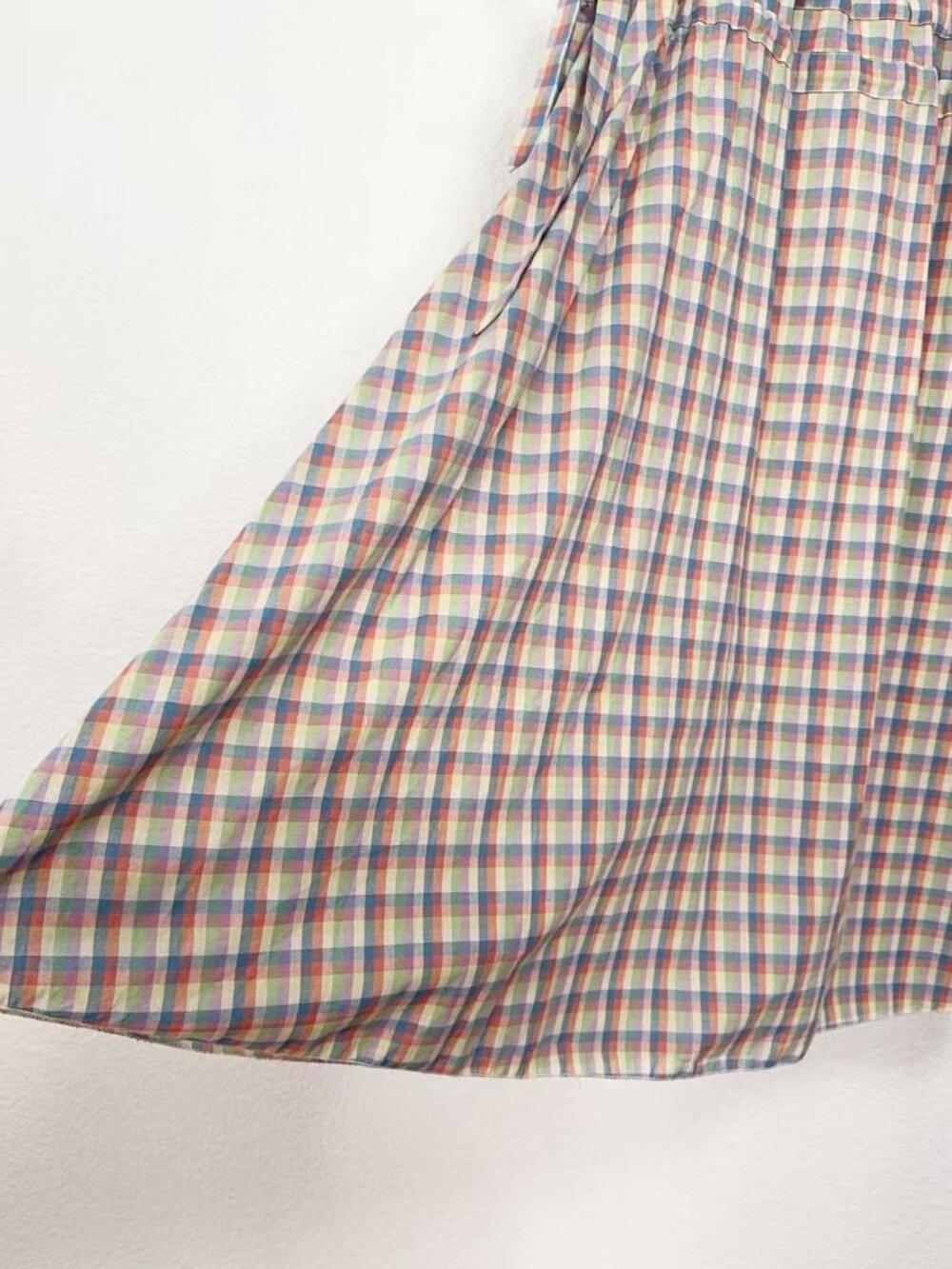 Arose Studio Pastel Plaid Tie Side Maxi Skirt Cottagecore Prairie Boho Size S - Picture 3 of 6